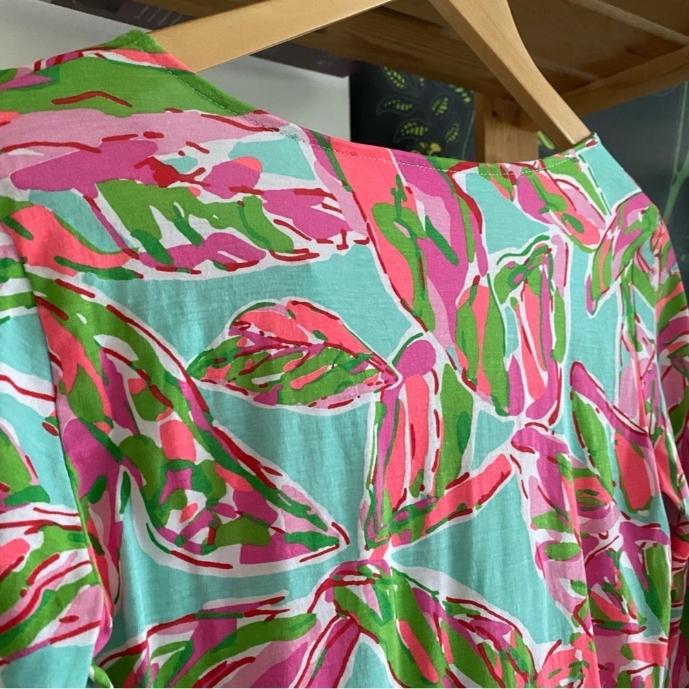 Lilly Pulitzer Colorful Dorthy Pintuck Blouse Top Multi in the Vias Print XS - Picture 11 of 16